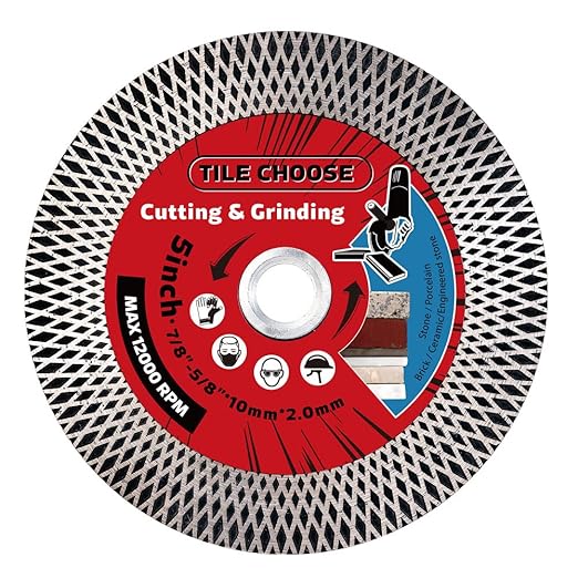 5" Tile Turbo Saw Blade Diamond Blade with 5/8"-11 Arbor for Cutting and Grinding Porcelain Tile Granite Marble…