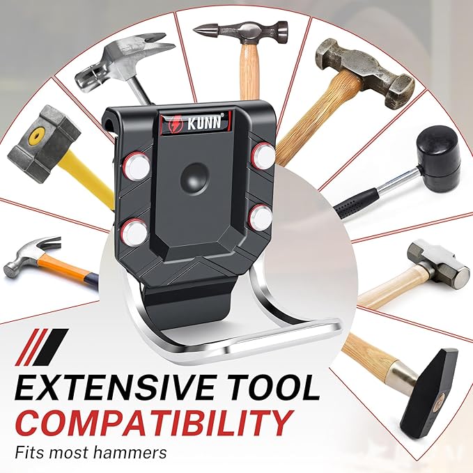 KUNN Hammer Holder for Belt, Quick-Release Tool Holster & Loop, Fits Up to 2.7" Belts, Heavy-Duty Aluminum Alloy Clip for Hammer, Hatchet, Mallet