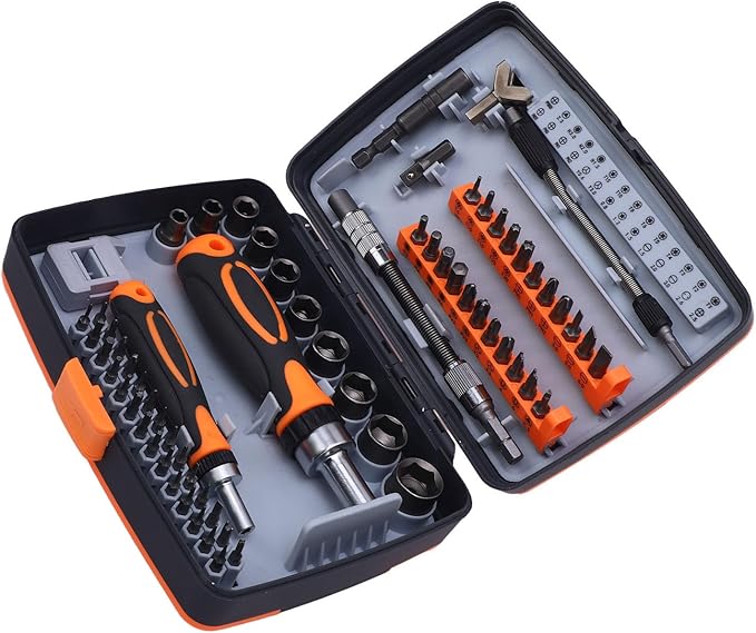 Ratcheting Screwdriver Set, 68 in 1 Socket Set and Magnetic Screwdriver Bit Set with Ratcheting Handle, Extension Bar, Storage Case, for electronic products, household appliances