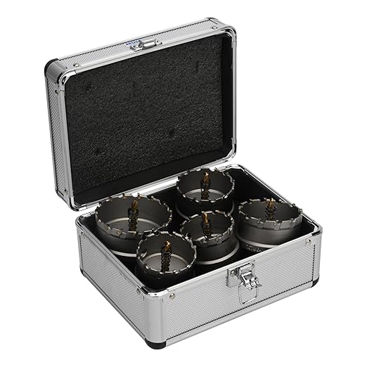 Mollom 5Pcs TCT Carbide Tipped Hole Saw Kit - 54-76mm Hard Metal Cutters with 5 Extra Pilot Drill Bits and 3 Hex Keys for Stainless Steel, Iron, Aluminum, Alloy, Metal