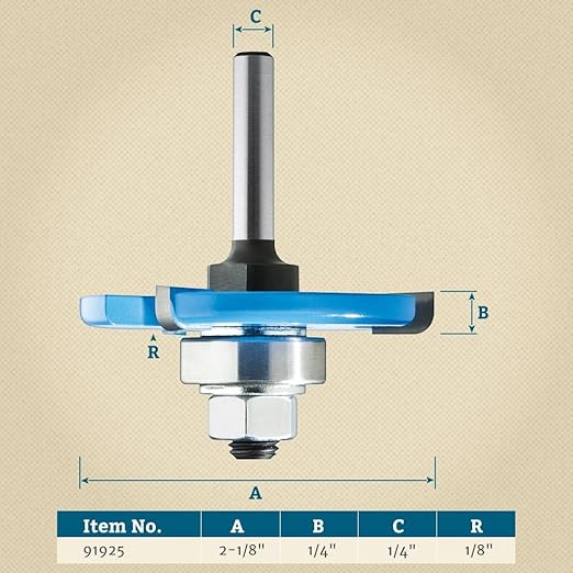 Back Cutter Router Bit - Safe Alignment Roundover Router Bit - Non Slip Bits for Fitting 3/4" Panels in 1/4" Grooves of Cope & Stick Frames - Ideal Woodworking Tools for Cabinet Making & Shaker Doors