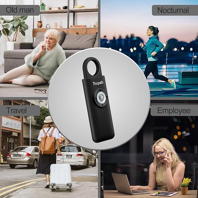 Thopeb?밫he Original Personal Safety Alarm for Women Self Defense ??Elders & Kids Self Defense Keychain Siren ??135dB Loud Siren Bird Sound ??Cute Key Chains Protection (Charcoal)