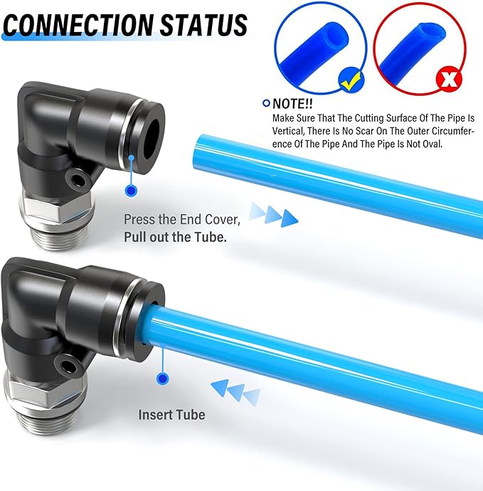TAILONZ PNEUMATIC Male Elbow 4mm Tube OD x 1/8 Inch BSP 90 Push to Connect Fittings PL4-01 (Pack of 2)