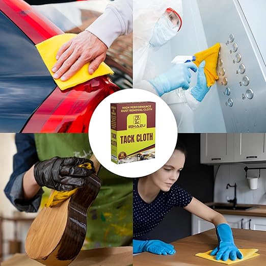 Eshazu Premium Tack Cloth (Pack of 12) ??Professional Grade Dust and Particle Remover for Woodworking and Painting ??Tack Rags for Surface Cleaning ??Silicone & Wax Free, Anti-Static