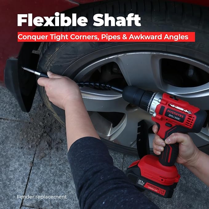 21V MAX Cordless Drill/Driver Kit, 2 Batteries and Charger, 26 Accessories, 3/8-Inch Keyless Chuck, 2 Variable Speed, 24+1 Position, LED Light, Toolbox