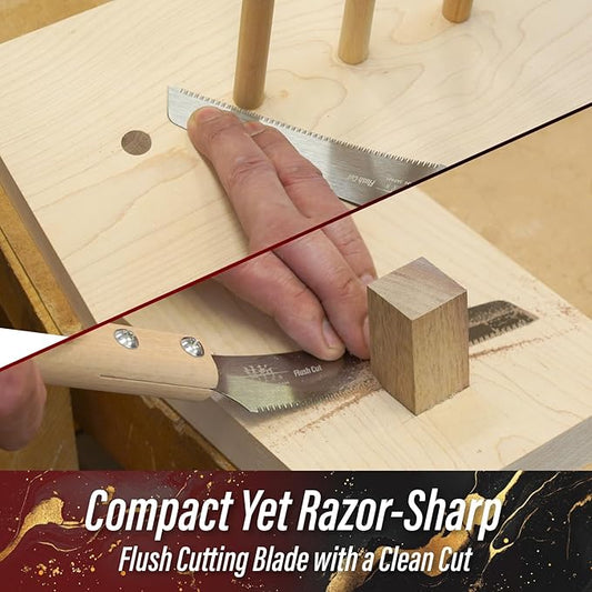 SUIZAN Small Hand Saw 5" Flush Cut Blade - Compact Japanese Pullsaw Single Edge Woodworking Tools
