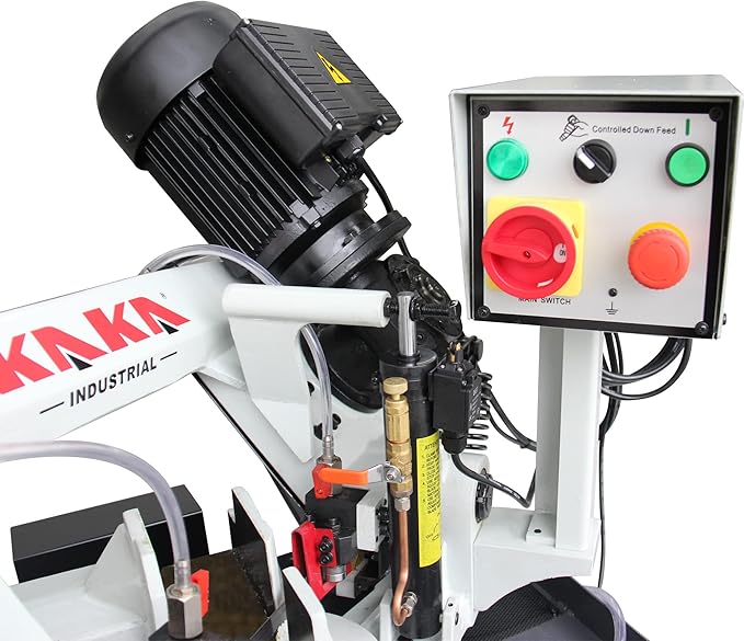 KAKA INDUSTRIAL Mitering Band Saw with 7.8 inch x 6.7 inch Cutting | 1-Phase Metal Pro 60° Hydraulic Swivel Head, Auto Shut-Off Safety, Worm Gear Drive |BS-76G for Steel and Pipe
