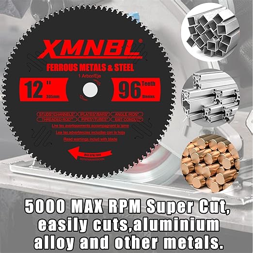 12 Inch Saw Blade for Aluminum,Replace for Diablo 12 Inch Medium Aluminum Cutting Saw Blade,Compatible with 12" Miter/Table Saws for Cutting Non-Ferrous Metal & Plastic.1 Inch Arbor