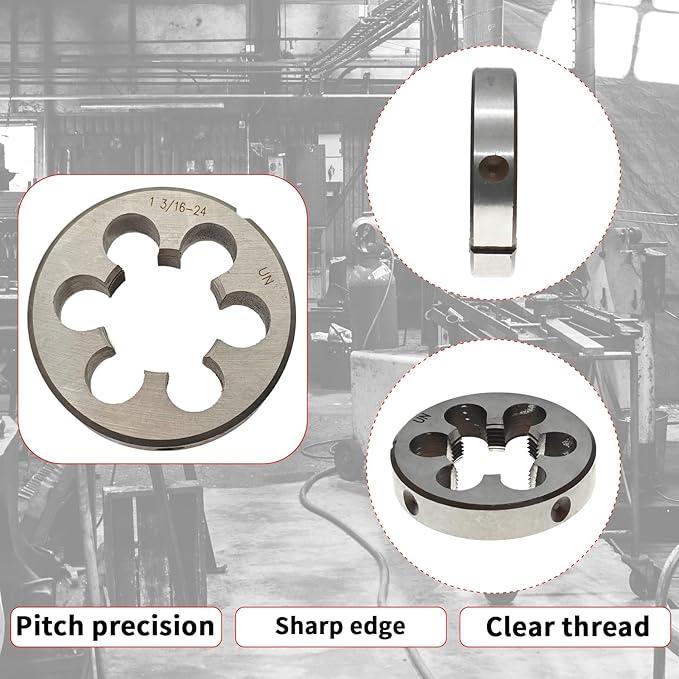 Lzcdelyxiao 1-3/16"-24 Die UNS 1-3/16"-24 TPI Right Hand Nominal Diameter 1 3/16" Thread Per Inch 24 Fin Thread Tolerance Grade 2B Right Hand Thread High Speed Steel HSS