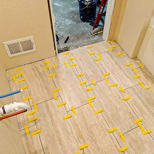 1/8 Inch Tile Leveling System Kit - 600 Spacers & 200 Reusable Wedges with Floor Tiles Pliers - Professional Stone & Ceramic Tile Installation Tools(200+600, 1/8)