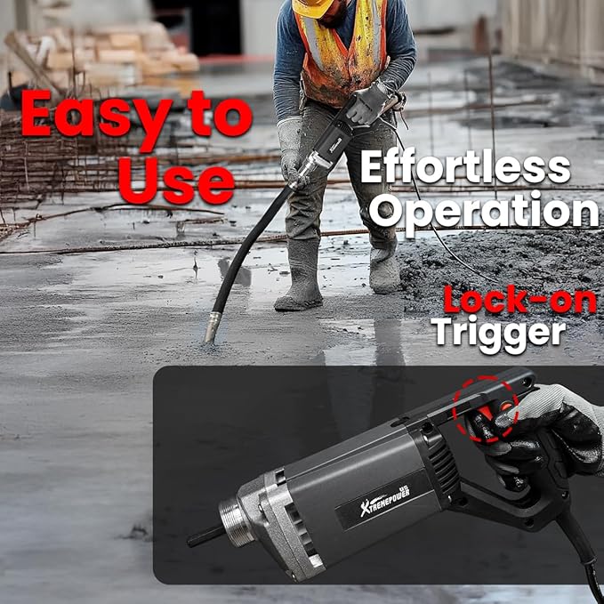 XtremepowerUS 780W Handheld Vibrator Construction Insertion 5,000VPM Flexible Shaft Portable Pencil Cement Vibrator Remove Air Bubble and Mix Concrete
