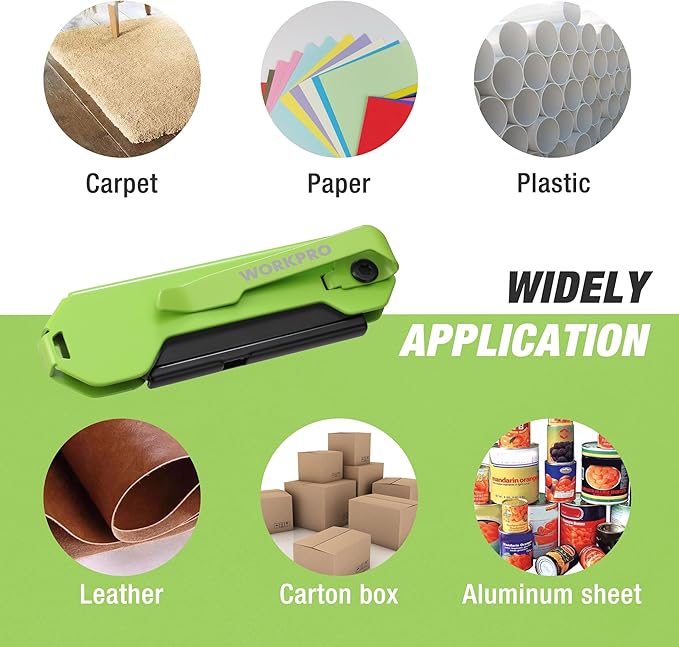 WORKPRO 2PCS EDC Folding Utility Knife, Mini Box Cutter with Quick Open Axis Lock, Quick Change Blade Razor Knife, Foldable Small Pocket Knife with Belt Clip, 2 Packs with 10 Extra Blades