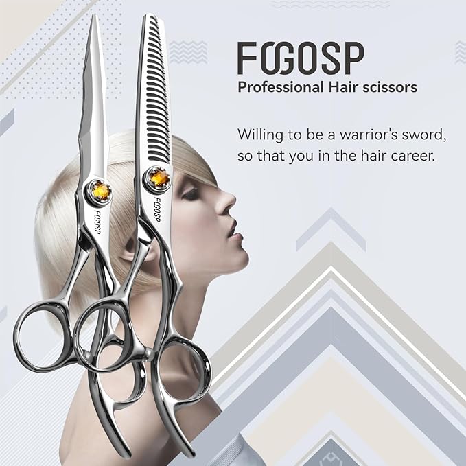 6" Professional Hair Shears Set VG10 Japanese Stainless Steel Sharp Ergonomic Lightweight Regular Straight and Thinning Scissors for Barbers and Salon Professionals
