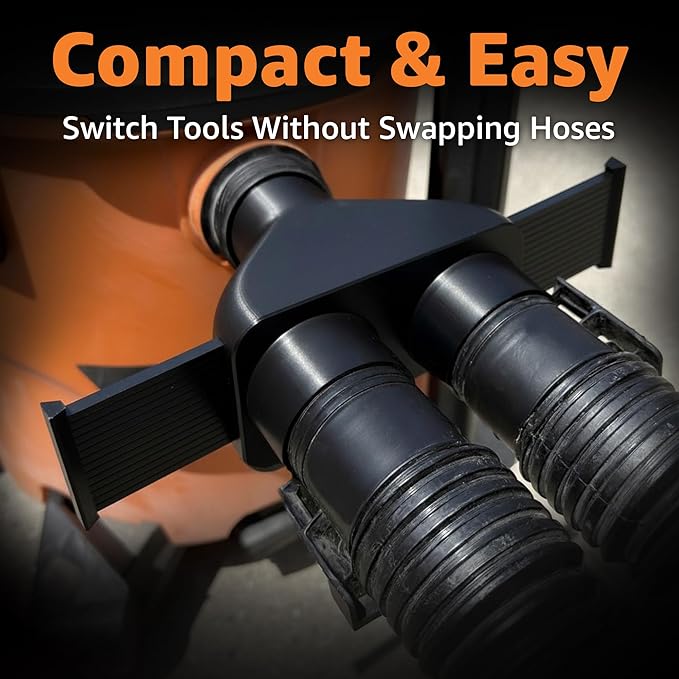Jmoe USA 2.5 Inch Shop Vac Y Connector Splitter With Individual Blast Gates | Dust Collection Hose Splitter | Fits Ridgid, Craftsman, and Most Wet Dry Vacuums