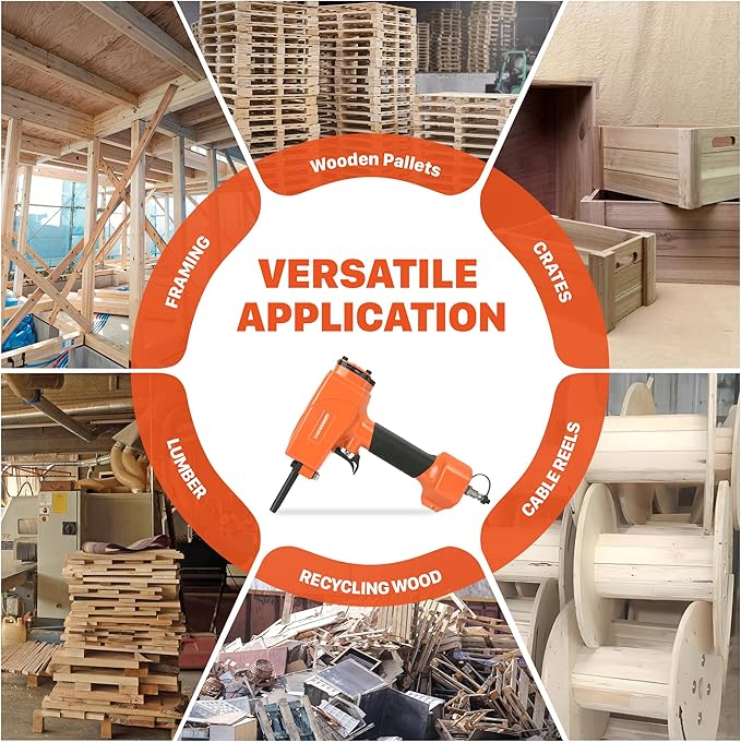 EASEWORK TOOL Pneumatic Nail Remover, Heavy Duty Professional Air Punch Nailer/Nail Remover Tool/Nail Puller, Fast & Labor-Saving Denailer Air Gun Removes 9??6 Gauge Nails for Wood Workpieces, Pallets