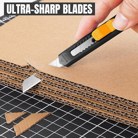 24-Pack Retractable Box Cutter | 9mm Snap-Off Blades with Lightweight Design | Carton/Plastic Opener for Home & Office | Exacto Knife Box Opener