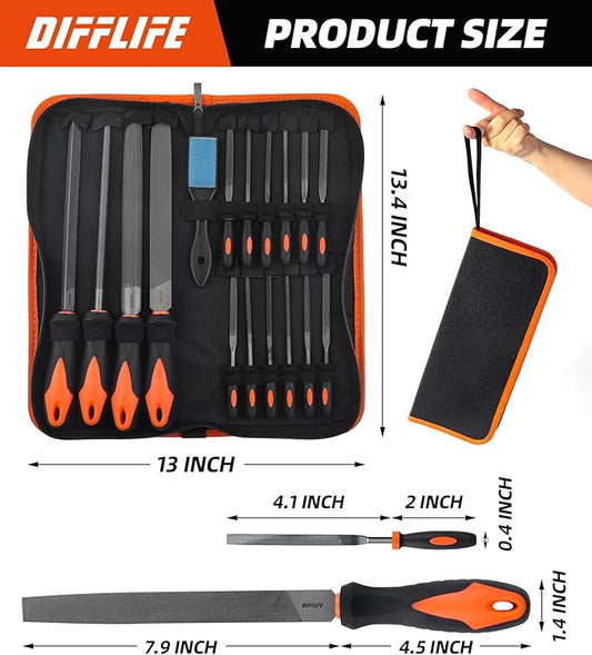 17-Piece Precision File Set - Triangle, Half-Round, Round & Needle Files (17 Piece)