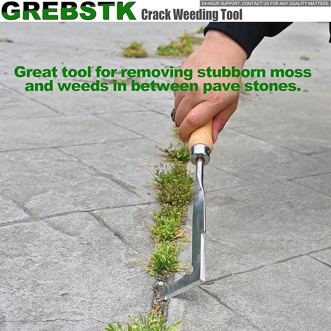 GREBSTK Crack Weeder Crevice Weeding Tool Manual Weeder Beech Handle Lawn Yard Gardening Tool