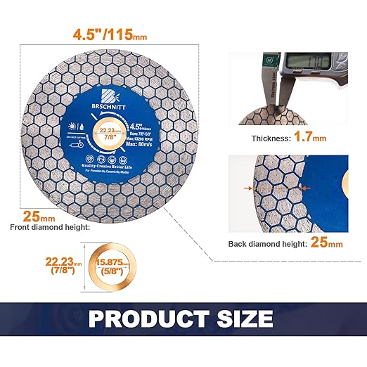 Diamond Core Drill Bit Set - BRSCHNITT Tile Hole Saw Kit 1/4" 3/8" 4/5" 1-3/8"2" 2-1/2" & 3/8" Finger Bit & 2" Chamfer Bit for Porcelain Tile Ceramic Marble Granite Diamond Blade