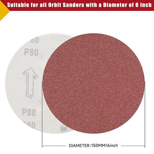 100 PCS 6 Inch Sanding Discs 400 Grit Hook and Loop Sandpaper, Round Orbital Sand Paper Discs for Sander