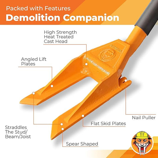 Gutster 30??Demolition Pry Bar & Crowbar ??Oval Handle Wrecking Bar for Ceiling & Wall Demo ??Heavy Duty Nail Puller Tool for Contractors, Firefighters & Home Renovations