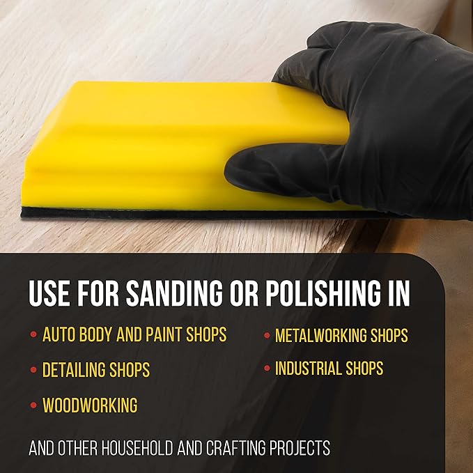 Dura-Gold Pro Series Classic Rectangle Hand Sanding Block Kit with 3 Blocks, 5", 7-3/4" and 10" Set, Hook & Loop Backing and PSA Sandpaper Conversion Adapter Pad - Auto Paint Prep Sand Woodworking