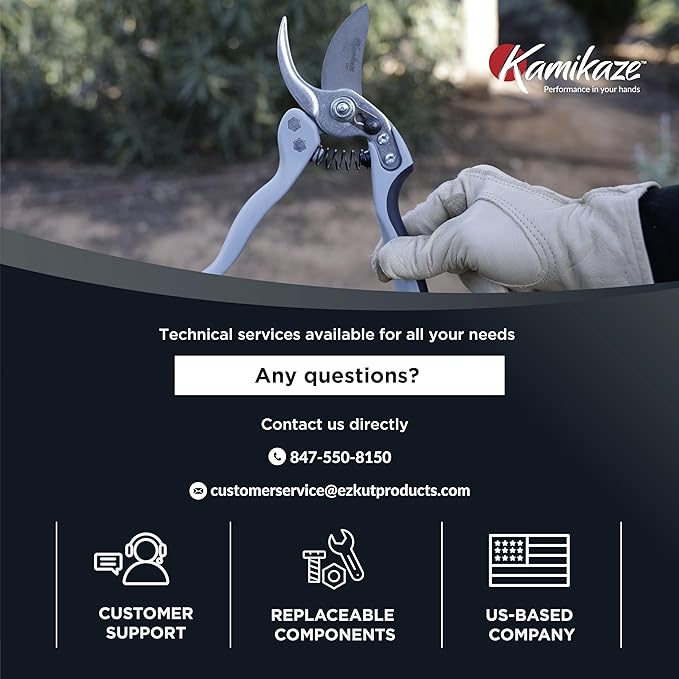 Kamikaze Pruning Shears, Professional Heavy Duty Handheld Clippers with Japanese Steel Titanium Blade, 1" Cutting Capacity, Ergonomic Handle Reduces Fatigue & Boosts Efficiency ??Arthritis-Friendly