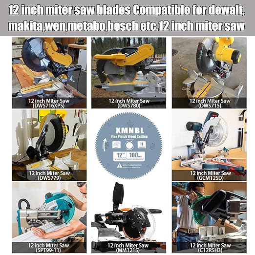 12 Inch Miter Cutting Saw Blades 100 Tooth,Compatible with DEWALT 12 Inch Miter Saw,Replace for Diablo D12100X Fine Finish Ultra Sharp Carbide Blade,Wood Fine Finish Cutting 1" Arbor Longer Life 5X