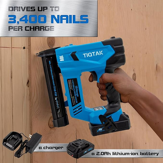 Brad Nailer Cordless, 18 GA Nail Gun Battery Powered, 3400 Nails per Charge, Super-long Runtime,Drives 3/8" to 1-1/4" Nails