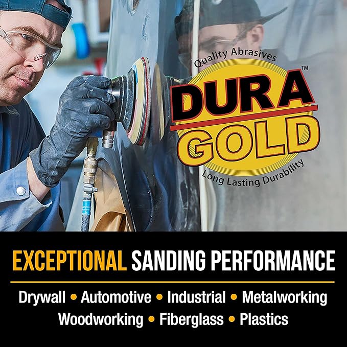 Dura-Gold Premium 2" Gold Hook & Loop Sanding Discs - 100 Grit (Box of 30) - High-Performance Medium Cut Abrasive Sandpaper Discs - For DA Sanders Drill, Sand Automotive Paint Filler, Woodworking Wood