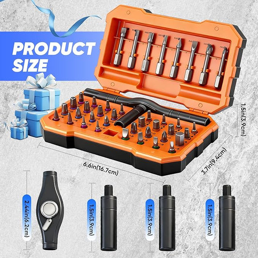 Saker 42-in-1 Magnetic Screwdriver Set for Father?셲 Day Gift, Screwdriver Set with T Handle & Storage Case, for Men Gift, Furniture, Computer, Bicycle, and DIY, Orange