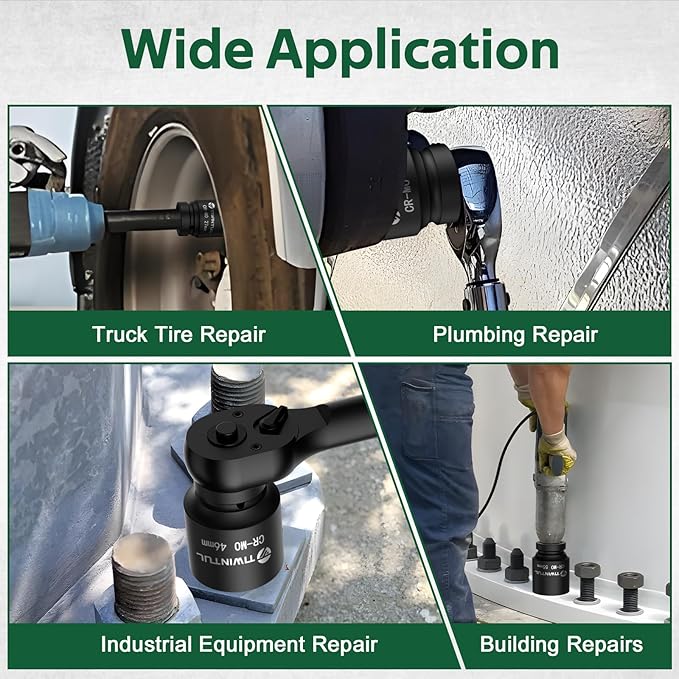 1 Inch Drive Deep Impact Socket Set,15 Pcs, Metric, CR-MO, 17/19/21/22/24/27/30/32/34/36/38/41/46/50/55mm Heavy Duty Large Sockets for Truck, Excavator & Industrial Use, with Metal Case
