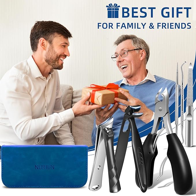 Long Handled Toenail Clippers for Seniors Thick Toenails, Heavy Duty Large Toe Nail Clippers for Thick Nails for Men, Ultra Sharp Slanted Ingrown Toenail Clippers, 6PCS