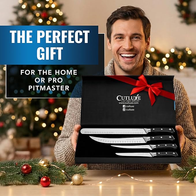 Cutluxe Butcher Knife Set ??BBQ Brisket, Breaking, Boning & Fillet knives - Carving Knife Set for Meat Cutting, Ultra Sharp German Steel, Full Tang, Ergonomic Handles ??Artisan Series