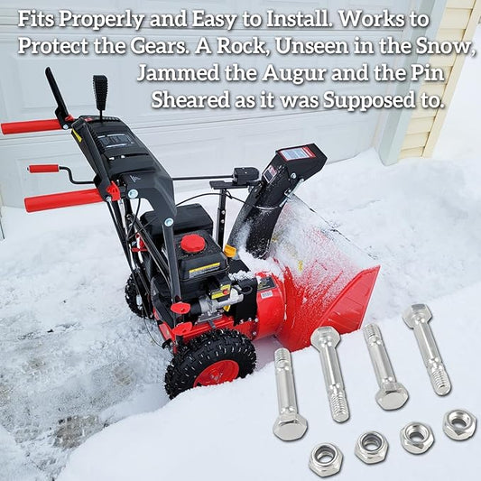 Snow Blower 4 Shear Pins and Nuts Replacement for Power-Smart Snowblower 303160355P / 303160355 Parts