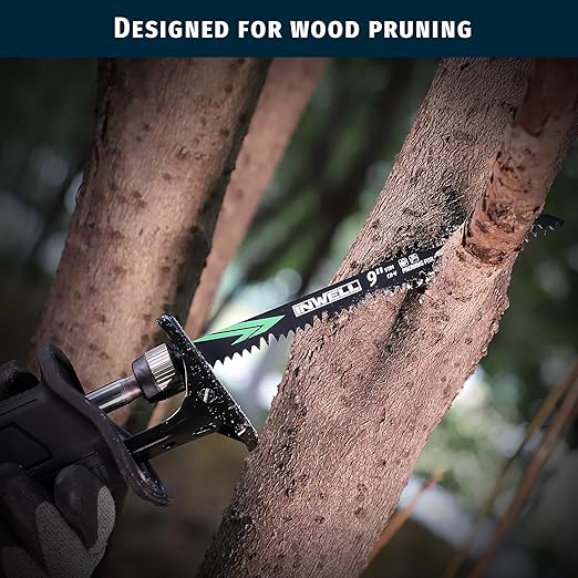 9-Inch Wood Pruning Reciprocating Saw Blades 6-Piece, 5TPI, Sawzall Blades Wood, CR-V Steel Universal Saw Blades Set with Storage Box