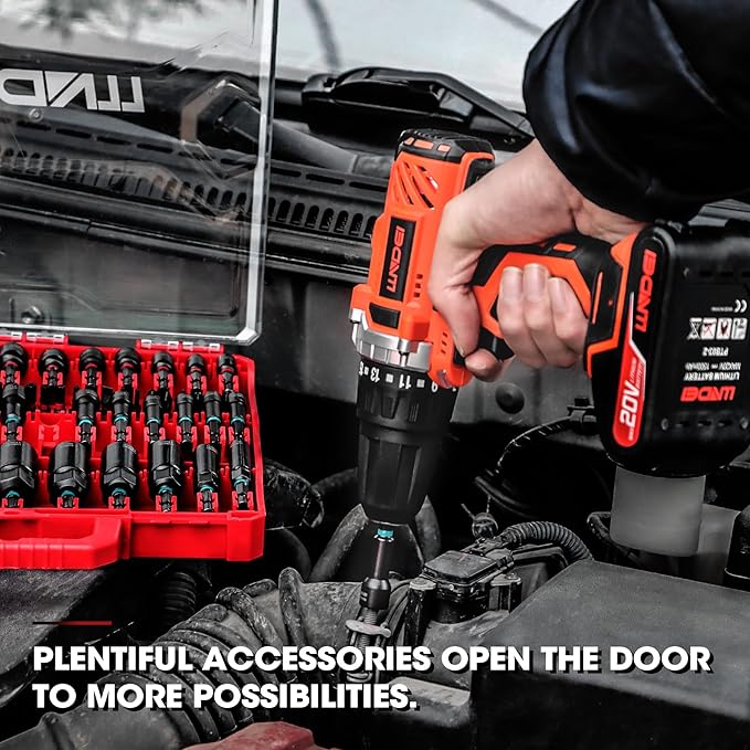 LLNDEI Magnetic Impact Nut Driver Set, 55PCS 1/4 socket set with Deep Driver Bit Sets Includes Bit Extension, Pivoting & Wing Nut Setters Compatible with Impact Drills & Deep Drivers