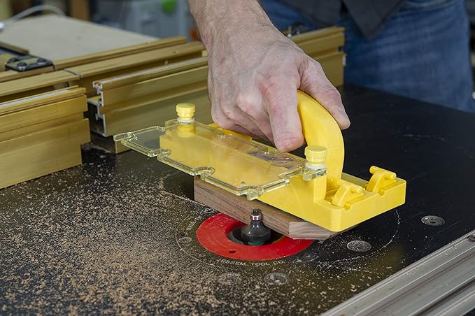 MICROJIG GRR-RIP-BLOCK Smart Push Block for Routers, Jointers, Band and Table Saws, Woodworking Tool, Extreme Grip, GB-1, Yellow/Green