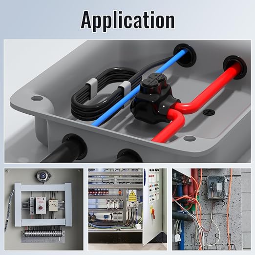 Insulated Multi Tap Connector 2 Port 250MCM-6AWG Splice Electrical Power Connectors 5/16" Allen Hex Aluminum Wire Connector- 6 Pack