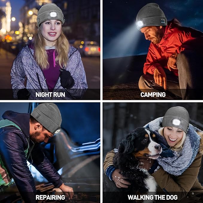 Gifts for Men Bluetooth Beanie Hat, Stocking Stuffers for Adults, Mens Gifts for Christmas, White Elephant Gift for Adults, Gift for Men Who Want Nothing Cool Gadgets, Bluetooth Hat for Husband Women