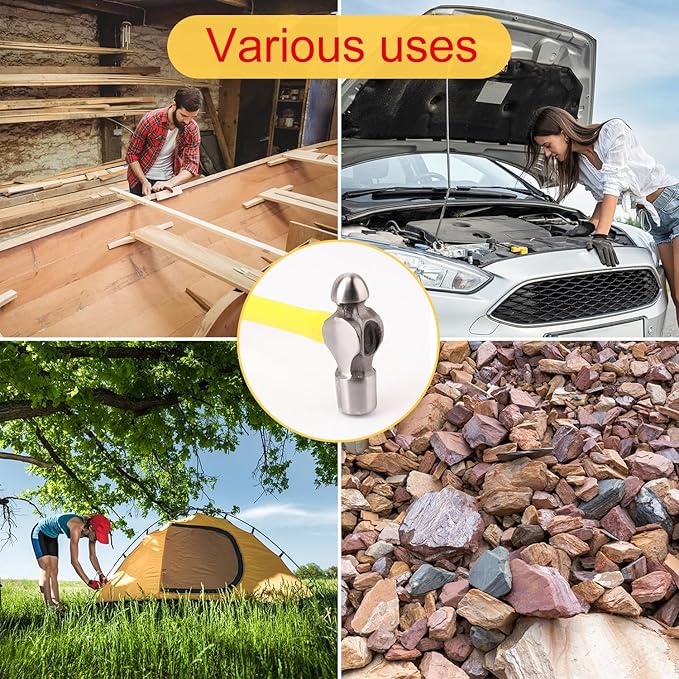 3 Pack Ball Pain Hammer Set, Metal Ball Peen Hammer(16oz, 24oz, 32oz), Ball Pain Hammers with Soft Nonslip Handles, Ideal for Maintain, Purpose, Camping & More