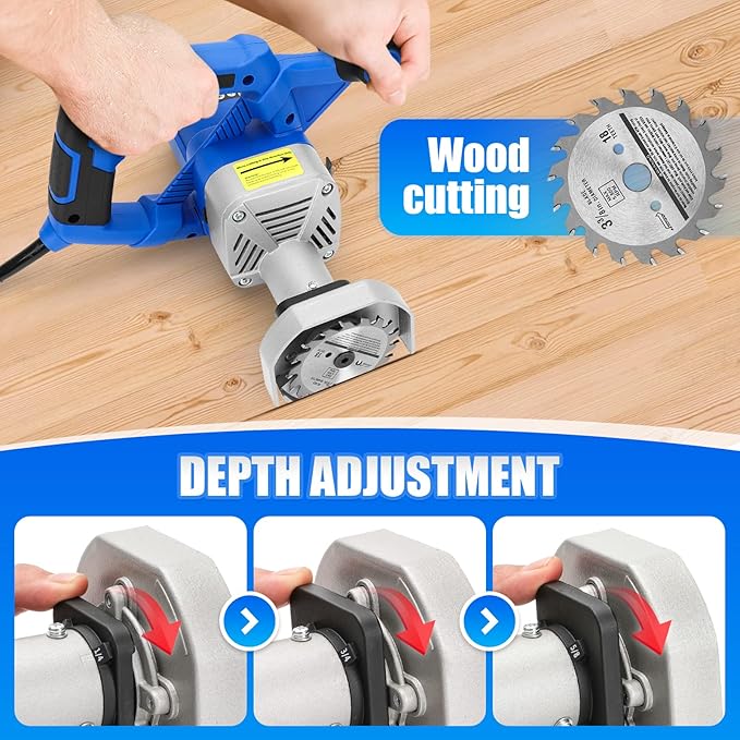 toe kick saw 3-3/8 In. 6.8 Amp Electric Circular Saw With 2pcs Carbide Tipped Blades For Woods,1pcs Grit Diamond Blades For Tile Cuts,special Undercut Saw For Removing Subfloor or Tiles