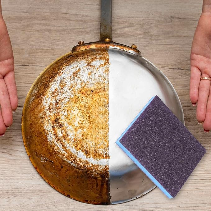 HARFINGTON 16pcs Fine Sanding Sponge Blocks 240-320 Grit Foam Sanding Block Pad for Polishing Kitchen Metal Wood Drywall, 120x100x12mm, Purple