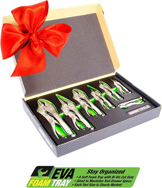 OEMTOOLS 23987 7-Piece Set Locking Pliers, Curved and Long Nose Vise Grips for Gripping and Clamping Tasks, Precision-Machined Vise Grip Jaws, Heat-Treated Alloy Steel, Includes EVA Tray