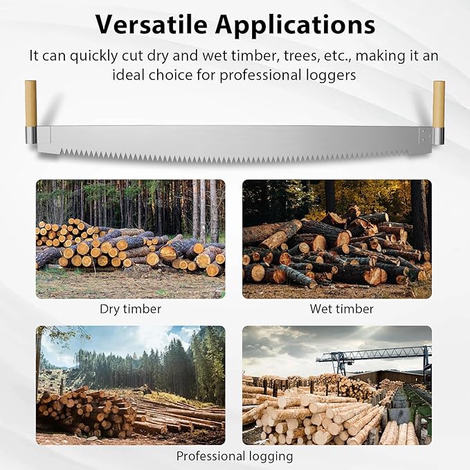 4' Two Man Crosscut Saw, High-Efficiency Cutting, Fit for Felling Wet Logs, Dry Logs, Trees
