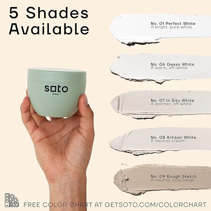 soto Large Hole Repair (Up to 4"), Beige Spackle, 7-Piece Kit (No. 09 Rough Sketch) - High Strength Hole Repair Kit for use on: Walls, Drywall, Ceiling, Furniture, Cabinets