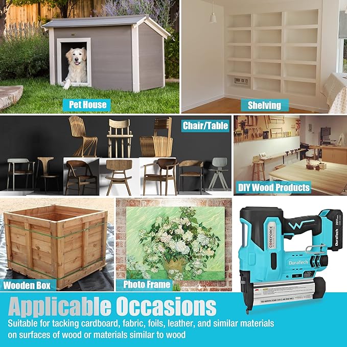 DURATECH 20V 18GA Cordless Brad Nailer, 2-in-1 Nail/Staple Gun for Carpentry & Upholstery, Including 2.0Ah Rechargeable Battery, 1H Quick Charger, 1000 Nails, 1000 Staples and Carrying Case