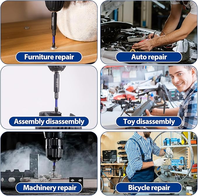 HPHOPE Phillips Bit Set, 6Pcs PH2 Bits with 60mm Magnetic Bit Holder, Precision Screwdriver Bit Set