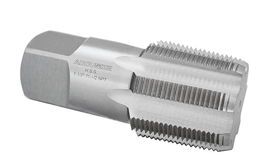Accusize Industrial Tools 1-1/2'' to 11-1/2, 7 Flutes H.S.S. Taper Pipe Tap-Npt, 4-1/4'' Oal, 1-3/4'' Thread Length, American Standard, Npt-1-12