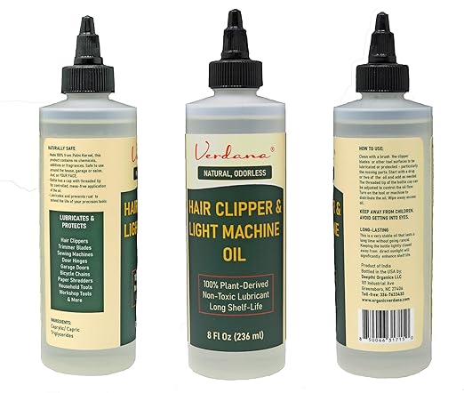 Verdana Hair Clipper & Trimmer Oil ??8 Fl Oz ??Plant-Derived Light Machine Oil for Clippers, Sewing Machines, Shredders & Electric Razors ??Natural, Odorless, Non-Toxic Lubricant
